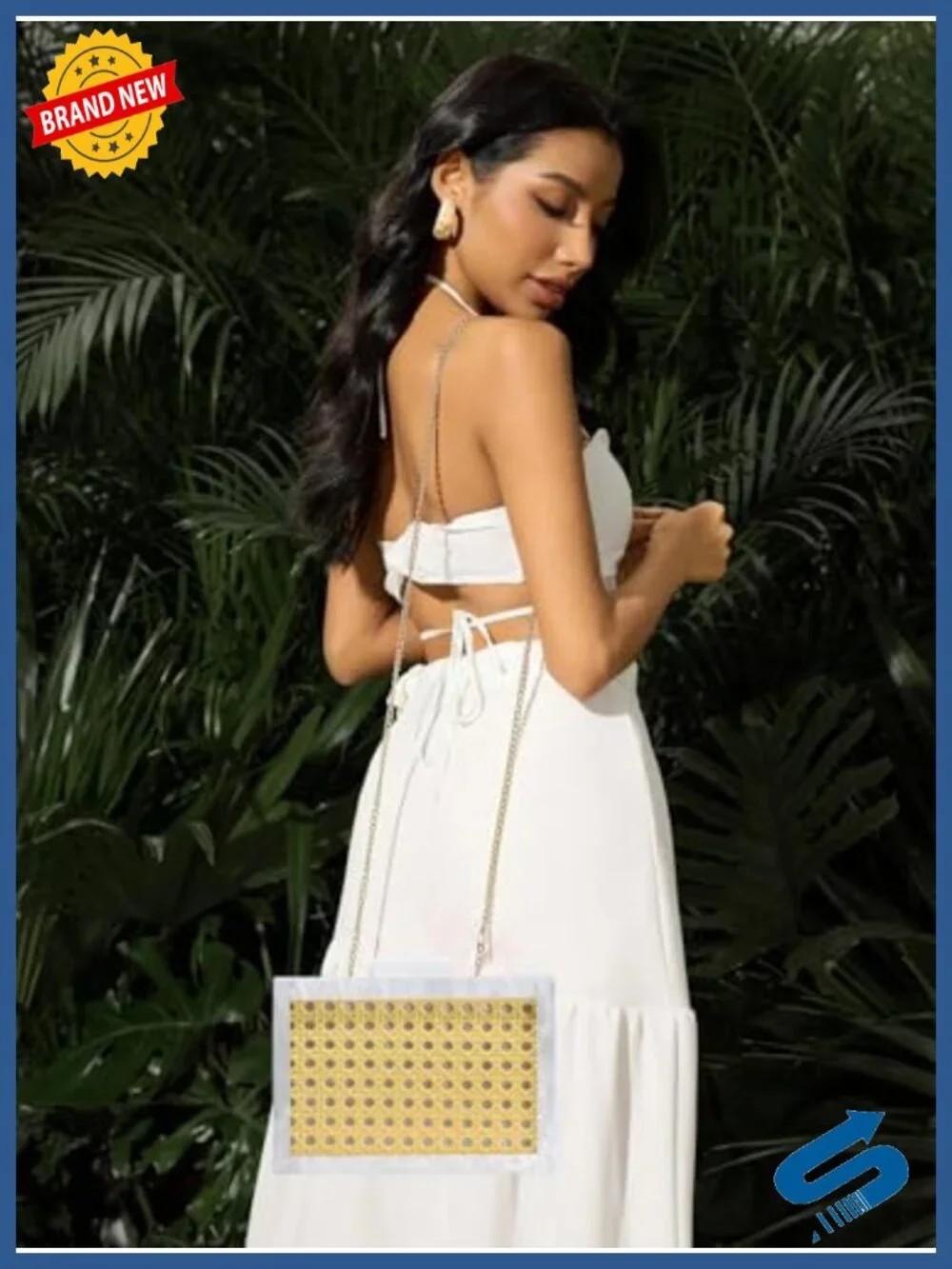 Acrylic Rattan Woven Crossbody Bag Chain Purse Clutch